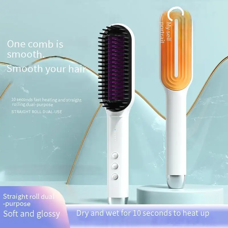 New Negative Ion Hair Straightening Comb, Dual-Purpose Comb, Styling Straightening Iron, Curling Iron