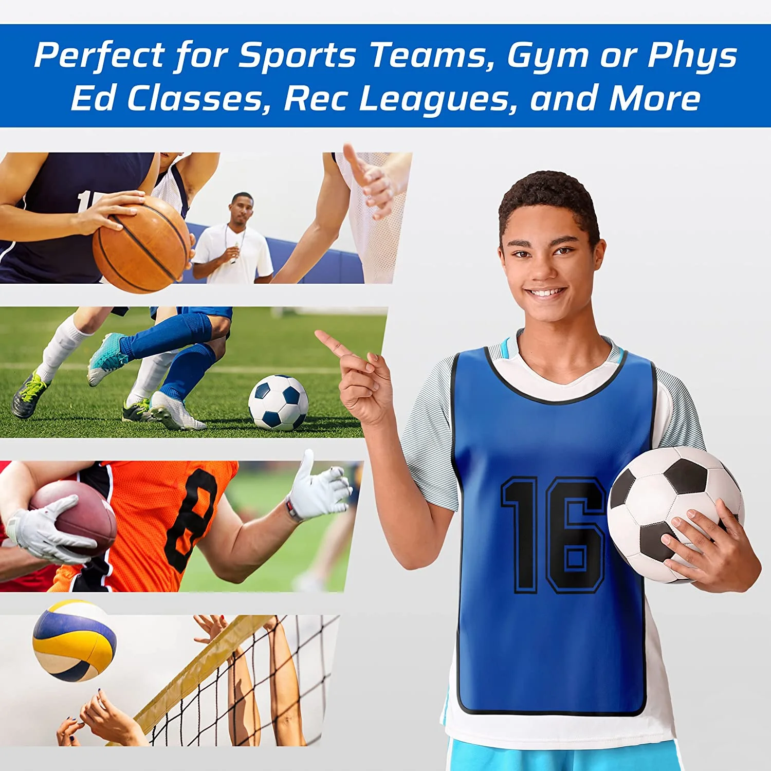 Custom polyester soccer team training numbered bibs practice sports vest with logo printed