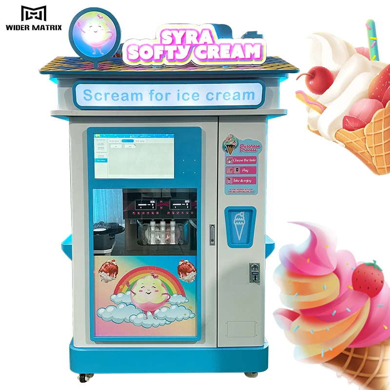 Full Automatic Ice Cream Vending Machine Outdoor Soft Ice Cream Vending Machine with Advertising Screen