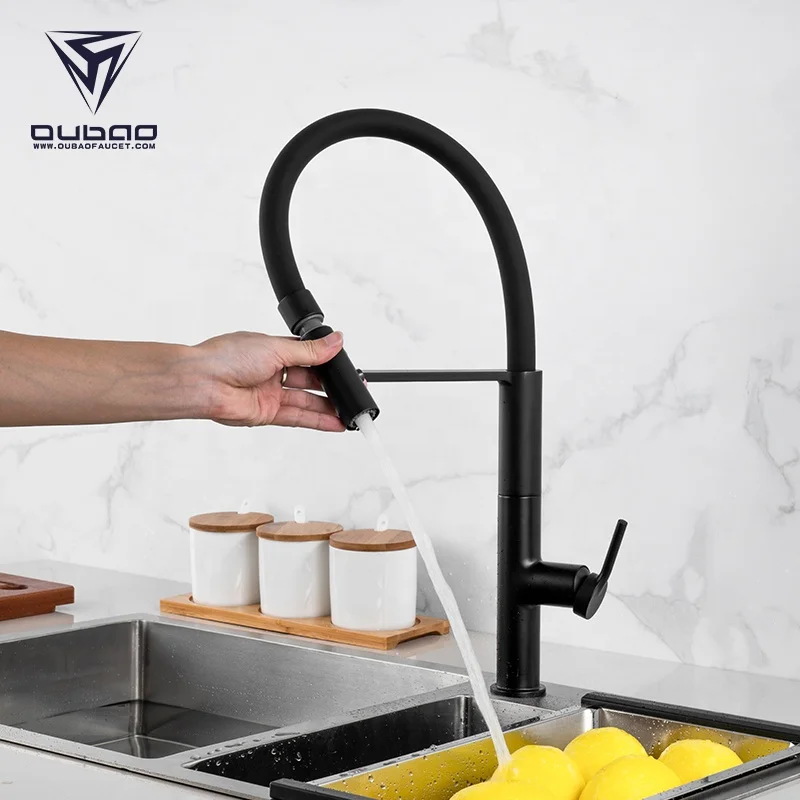 Universal Deck Mounted Pull Out Down Sprayer Faucets Brush Single Lever Silicone Kitchen Taps Faucets