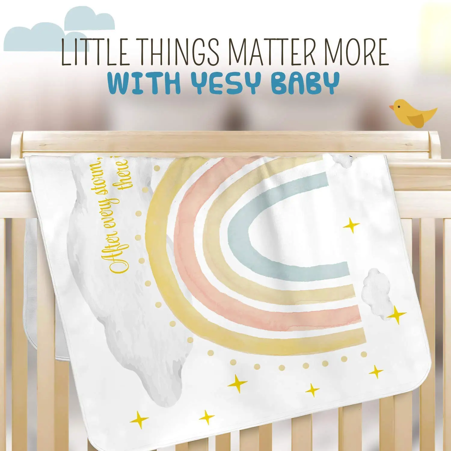 BSCI 1 luxury Thick double sided printing  manufacturer Background Blanket rainbow floral Baby Monthly Milestone blanket