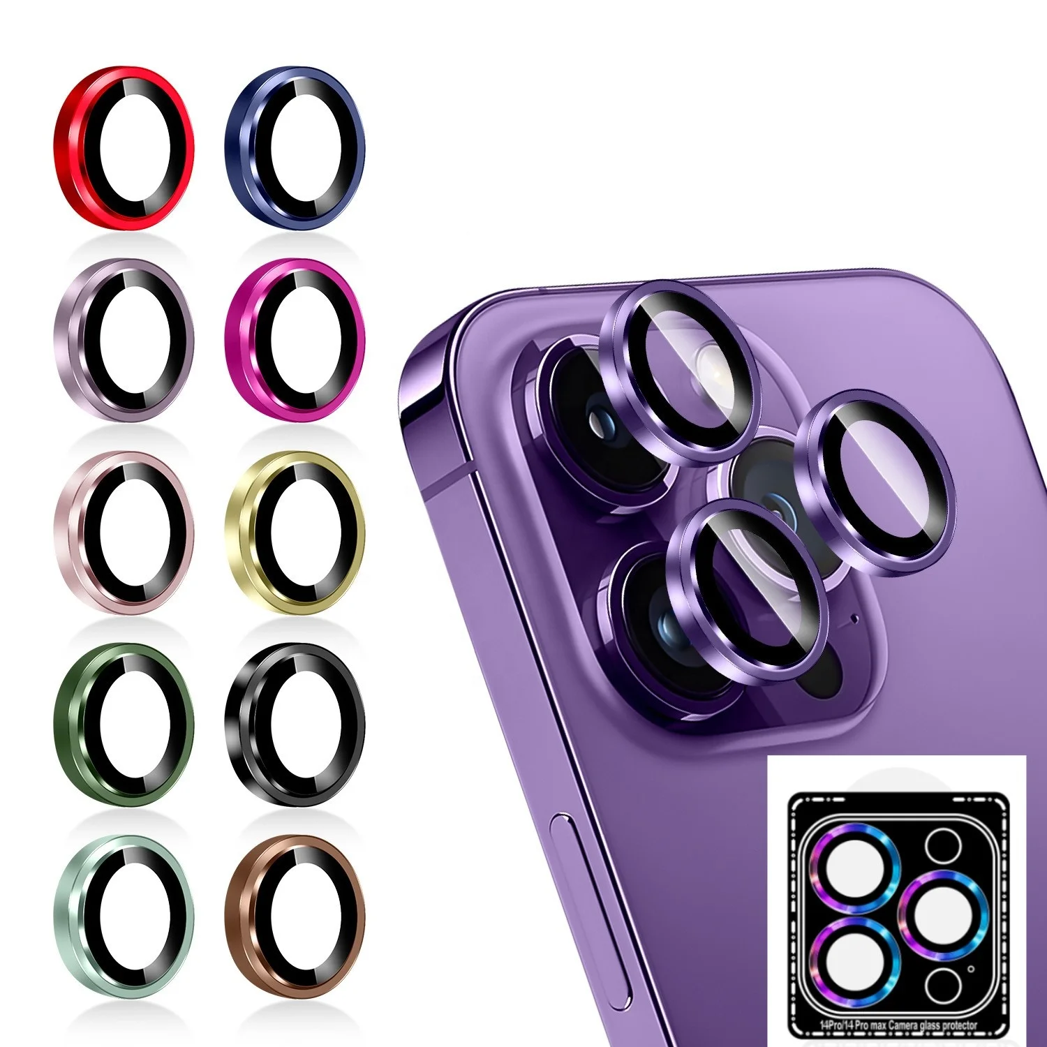 2 Pack 3 Pack 3D 9H Hardness Ultra HD Anti-Scratch Tempered Glass Camera Lens Film for iPhone 11 12 13 14 Camera Lens Protector