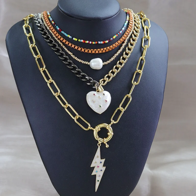 Fashion cyberpunk style combination necklace, hiphop master jewelry