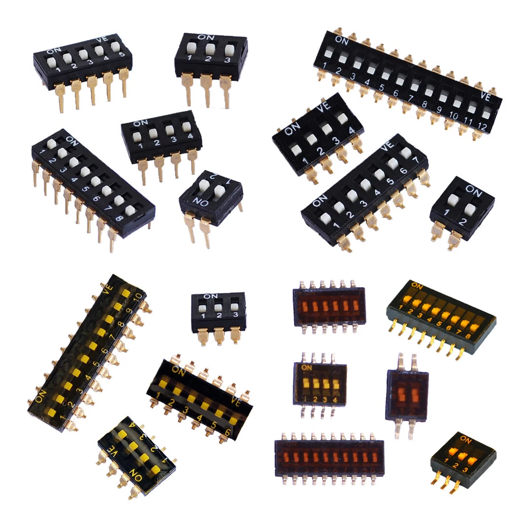 2.54mm pitch Dip Switch 2~12 Position Black Color Ic Type Tri-State DIP Switch 12 Pin 6 position dip switches