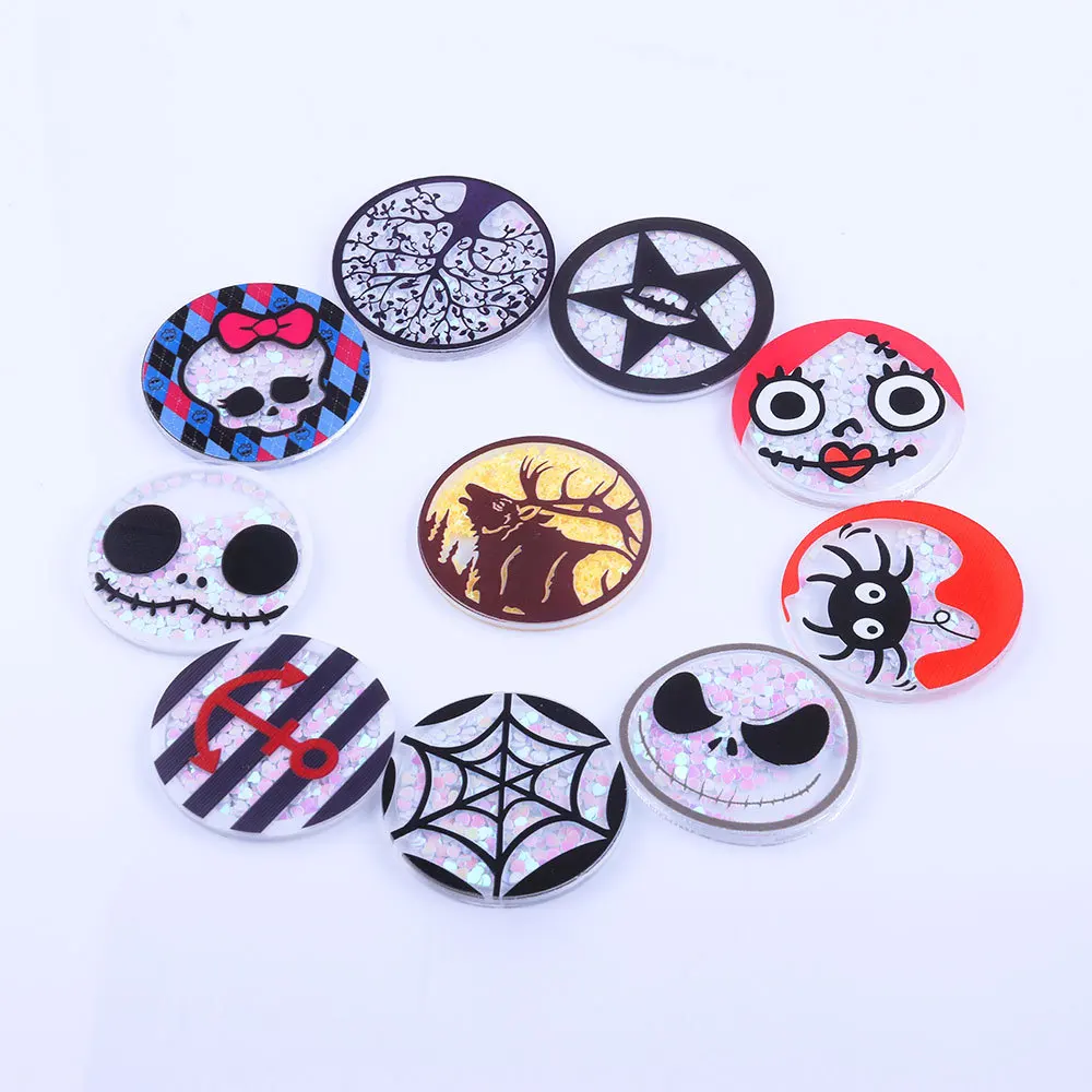 Halloween Ghost Shape Acrylic Accessories Glitter Lab Plastic Rn Badge Reel For Hospital Healthcare No Badge Ree Holder