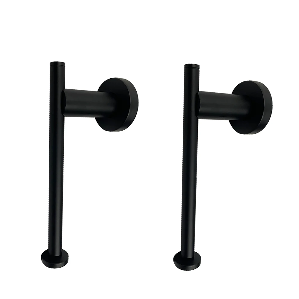 Fyeer Towel Bar Tissue Holder Robe Hook Black and Gold Bathroom Accessory Set Black Brass Hot Cold Bath Taps Bathroom Shower Set