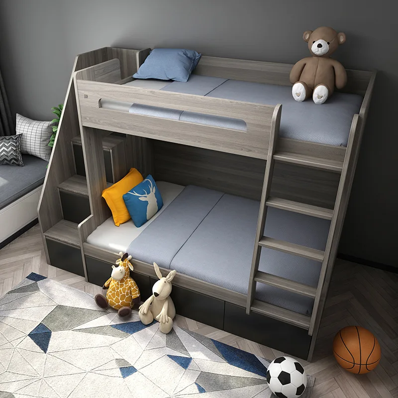 
Custom Price Cheap 2 Floor Modern Set Child Children Furniture Designs Solid Wooden Bunk Wood Bed With Stairs 