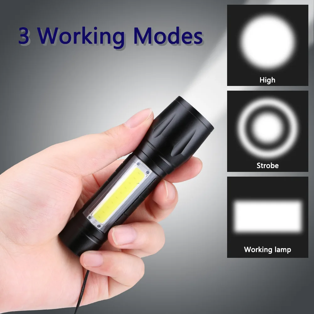 High brightness flashlight outdoor lighting Portable USB charging lighting Mini flashlight outdoor lighting
