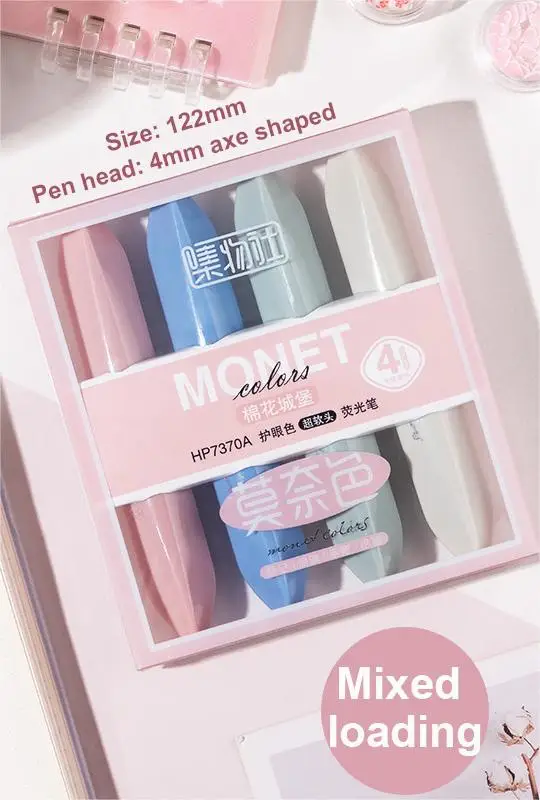 New Popularity Gift Box Eye Protection Student Ledger Key Round Marker Pen Drawing Pen Candy Color 4 Piece Set Highlighter Pen