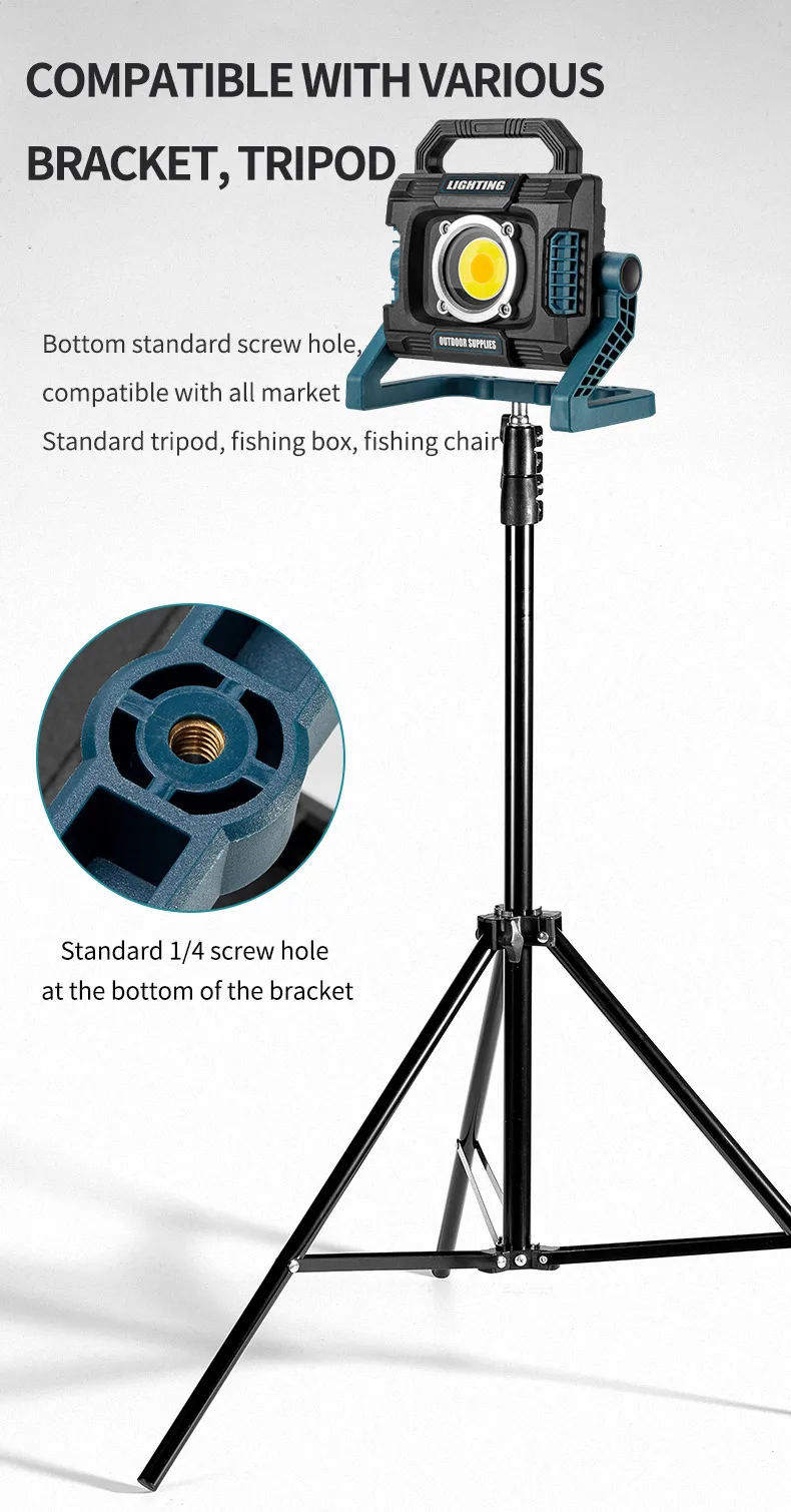 Cob Rechargeable Portable White Yellow Light Camping Tent Lamp Work Light Outdoor