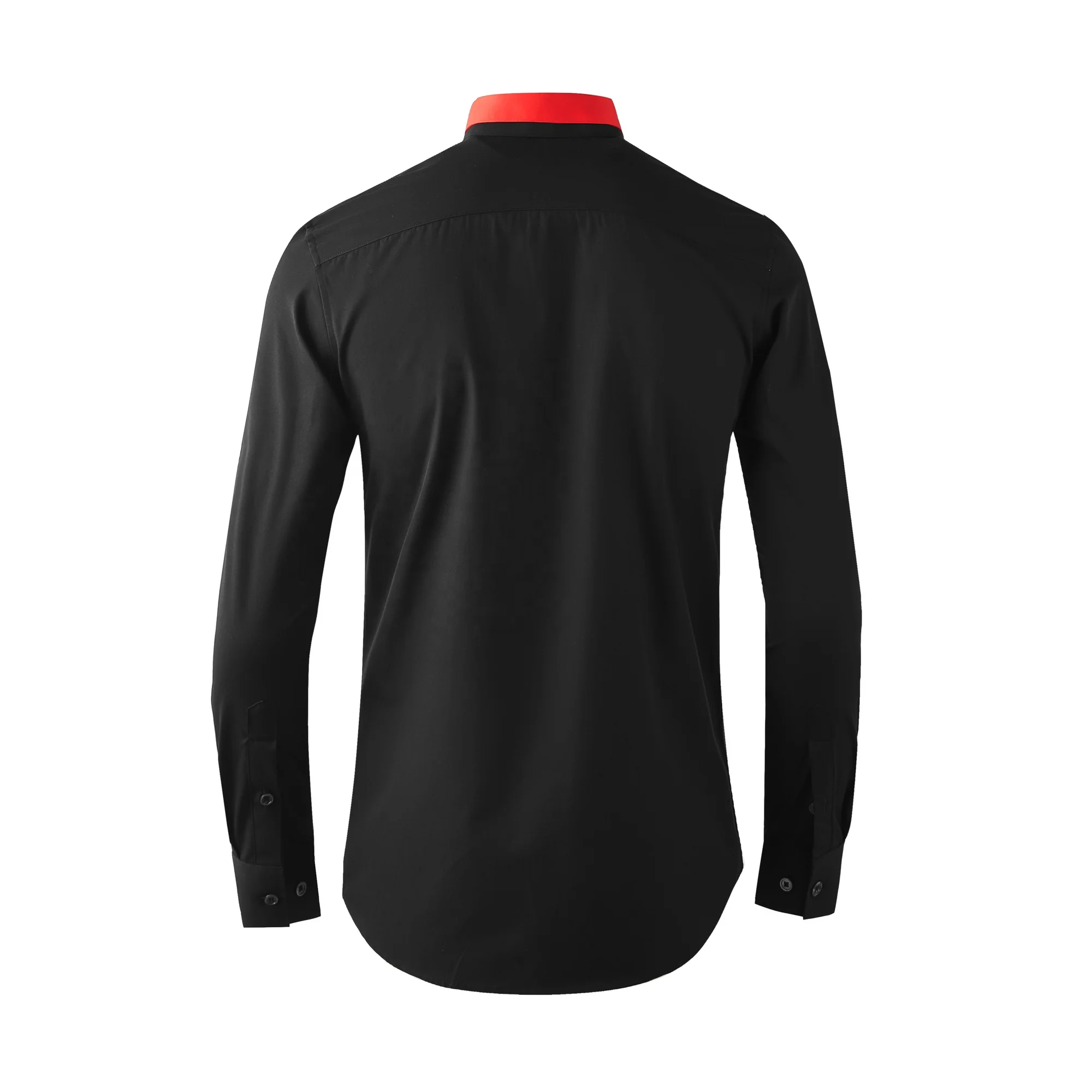 
Clothing Double Collar Red Hit Color Love Long-Sleeved Avant-Garde Slim Men Shirt 