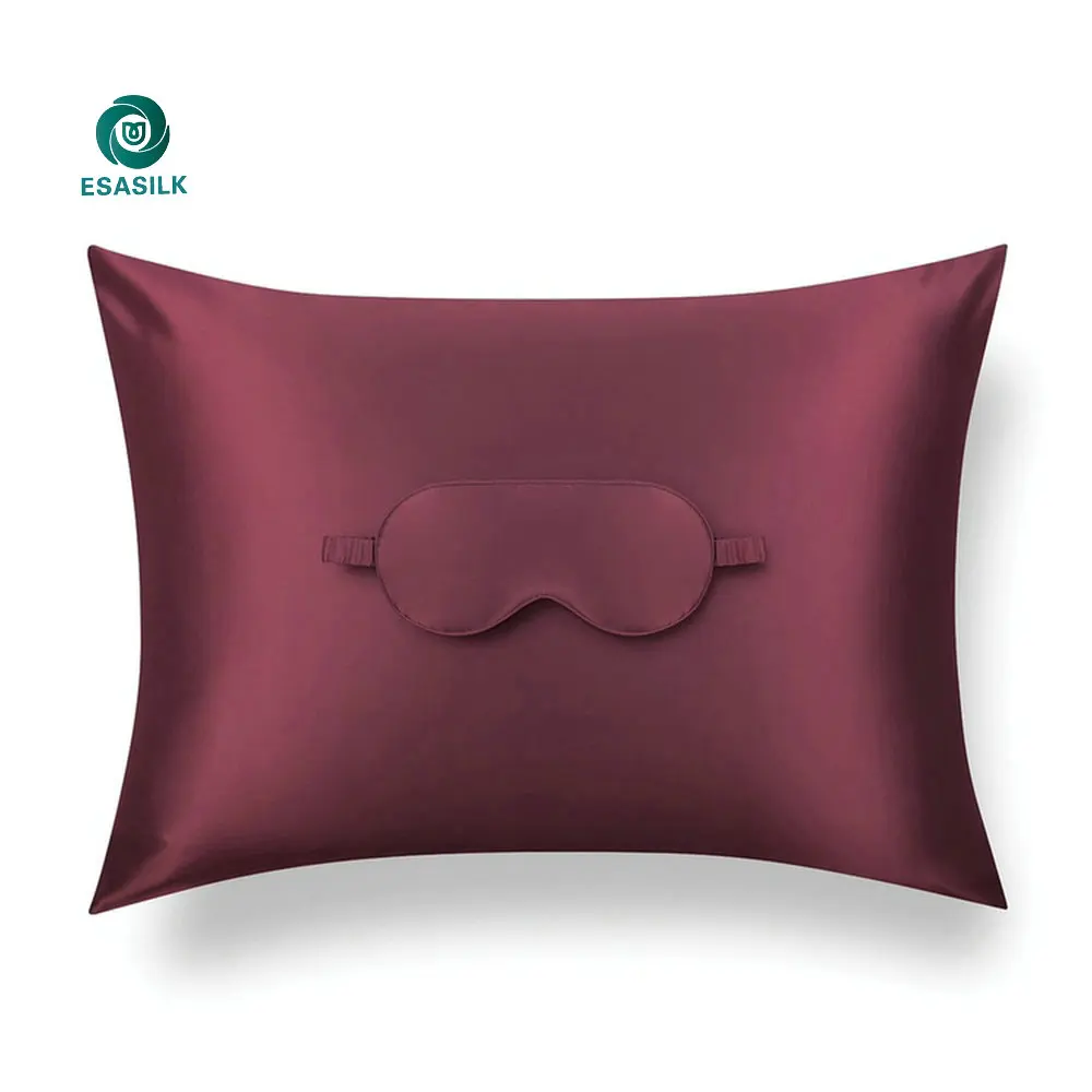 custom 22mm 100% mulberry silk pillow case and silk eyemask gift set wholesale 100 silk pillowcase with box
