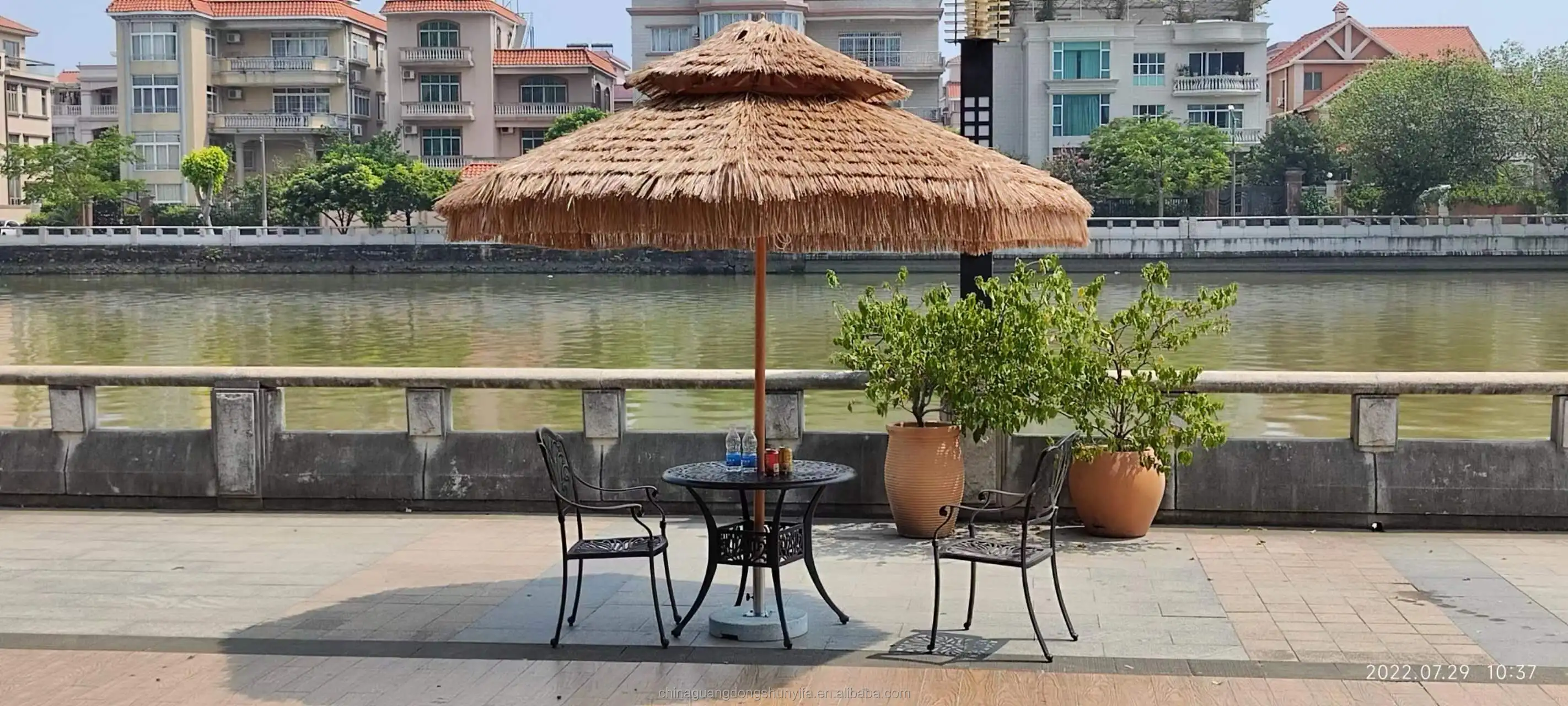 garden steel umbrella beach swimming pool lace floral parasol umbrella wedding outdoor dinning table with umbrella hole