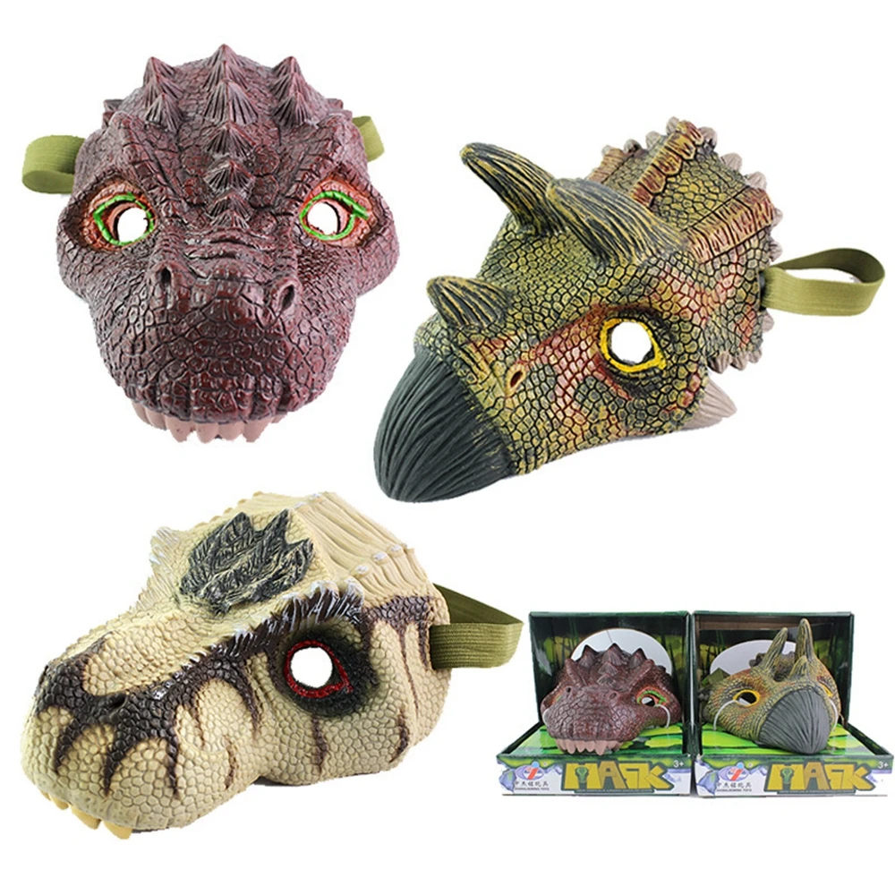 Halloween Dinosaur Mask Latex Kids Adults Mask Animal Dinosaur Halloween Realistic Jurassic World Cosplay Mask
