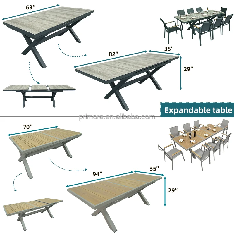 hi gold simple aluminum rest resort steel o wood outdoor furniture restaurant patio dinning table and chair set for 6 wood