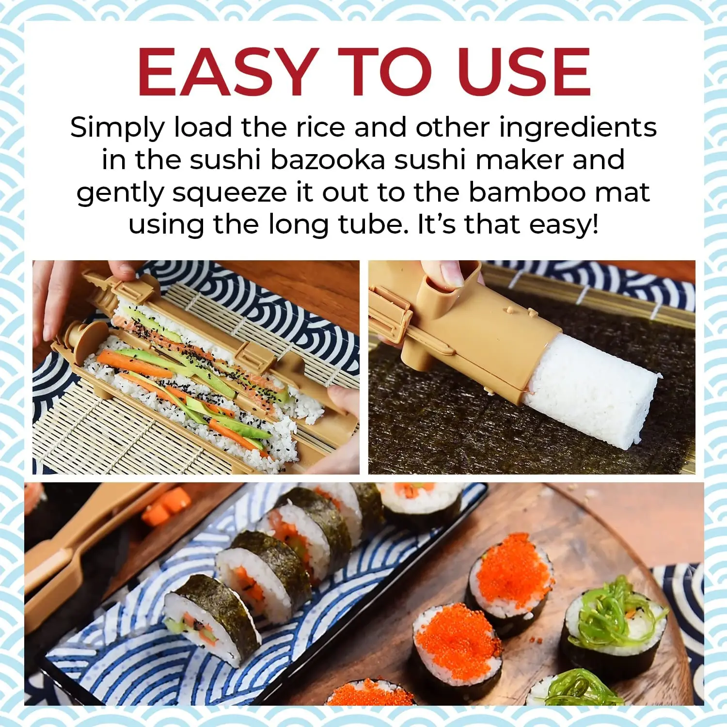 Beginner-Friendly DIY Sushi Maker Kit Plastic Roller With Boat Shape Pattern for Home Use and Rice Rolling