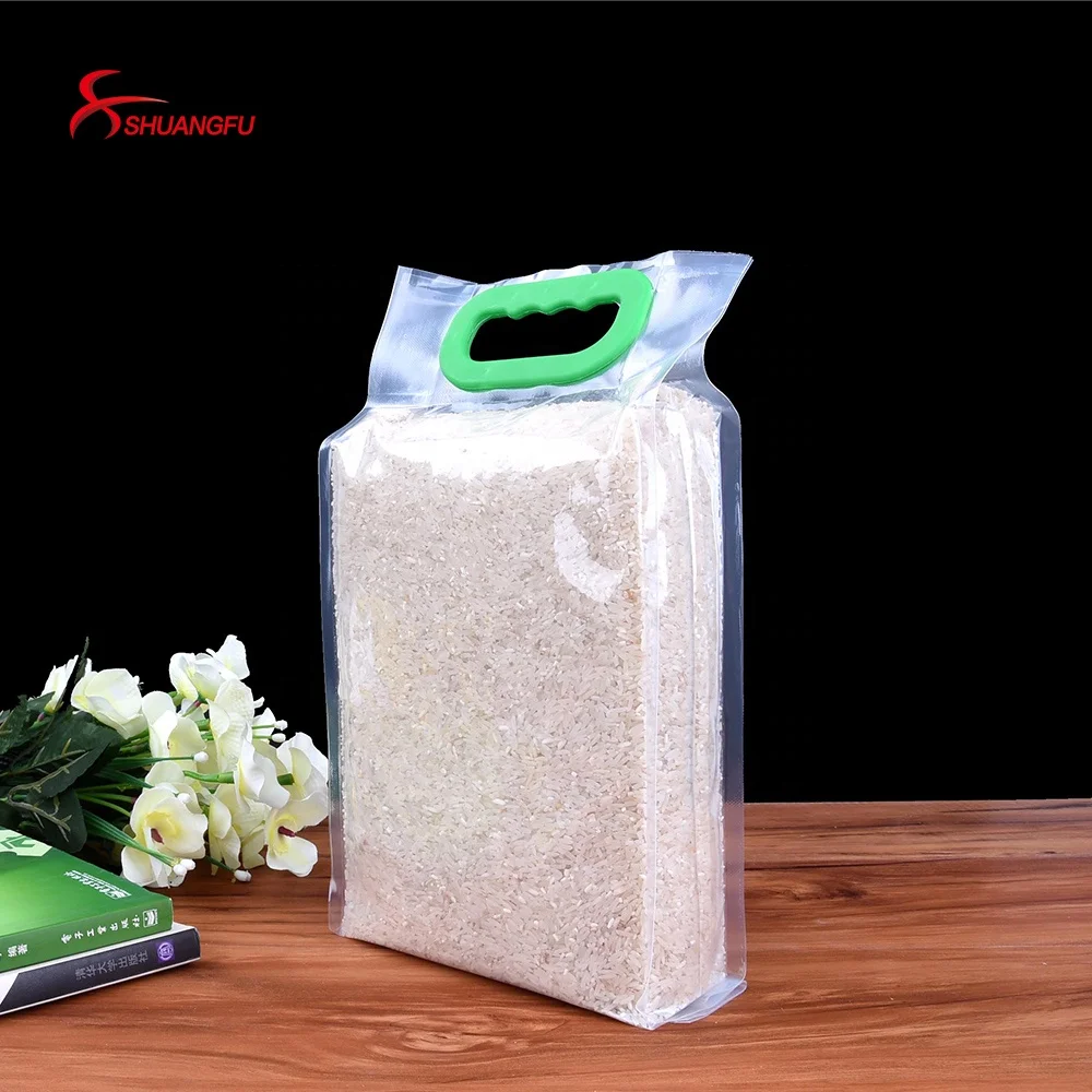 High quality custom printed bag of vacuum rices plastic bag food packaging with handle hole
