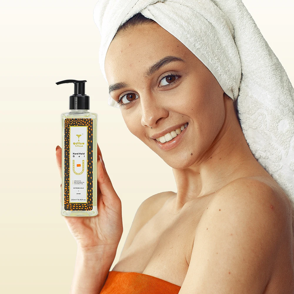 Custom Brand Shine Hair Gel Strong Hold Wholesale Thick Hair Care Styling Gel for Women