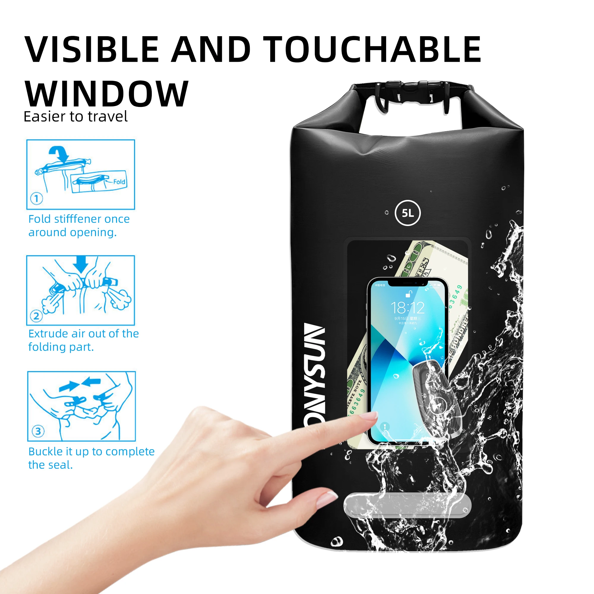 Environment Friendly PVC Material Waterproof Dry Bag Lightweight Waterproof Backpack For Beach Drifting