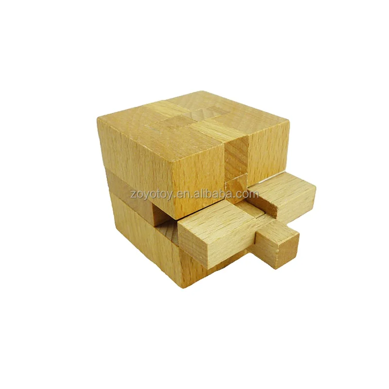 3D Intelligence Bamboo/Wooden Cube Puzzle Toy Game Luban Kongming Lock Brain Teaser Puzzle