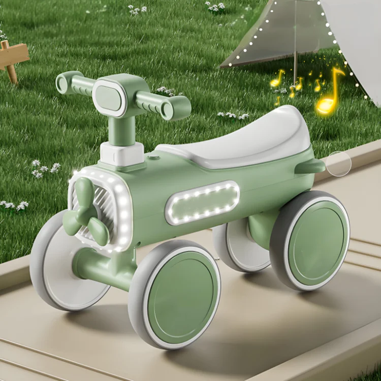 Factory Wholesale High Quality PP+EVA Four-Wheel Baby Scooter Kids Balance Bike with Music and Light