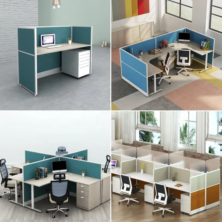 Modular office 4 workstation cubicle modern coworking desk call center office cubicles