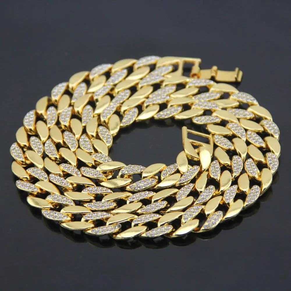 Лидер продаж позолоченная цепочка с драгоценным камнем в стиле хип-хоп 18 карат ювелирное ожерелье
