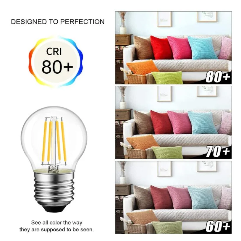 Warm Light 1W 2W 4W 5W 6W E12 E14 E26 E27 B22 G14 G16 P45 G45 G50 Ampoules Globe Clear Glass Dimmable Led Filament Bulb for Home