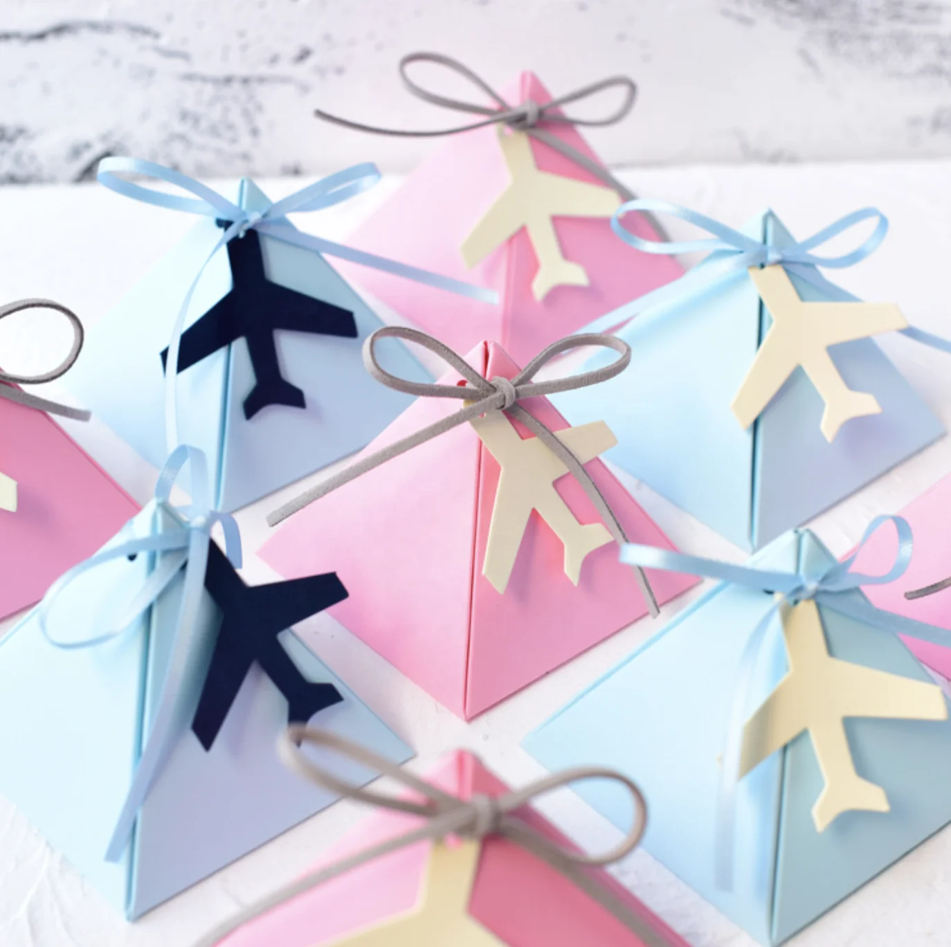 Pyramid Chinese new year party flower Christmas baby shower wedding favor small candy door gift packaging paper box for guests