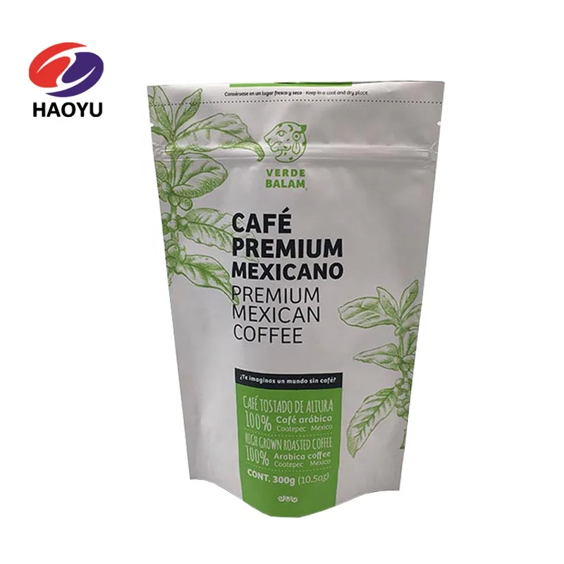 Laminated material stand up food plastic bag with own logo Stand up zipper coffee pouch  printing bag