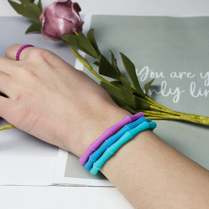 Silicone Bracelet Bone Stackable Bracelet Bamboo Wristband Comfortable Flexible Band