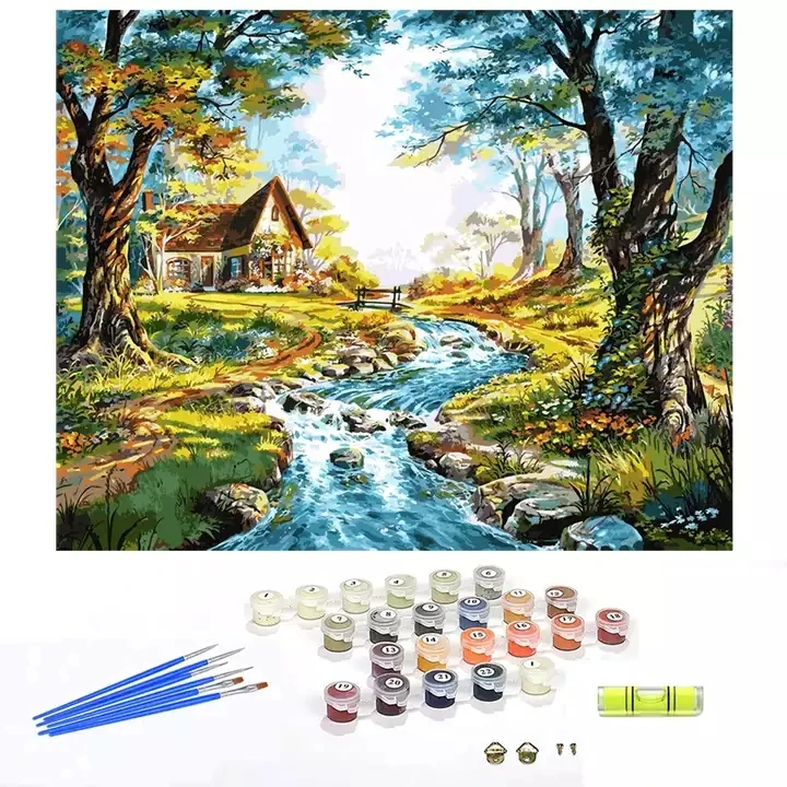 Wholesale OEM ODM Custom DIY Paint by Numbers Kits Sets For Adults And Kids Beginner Oil Painting Kit Four Season Tree of Life