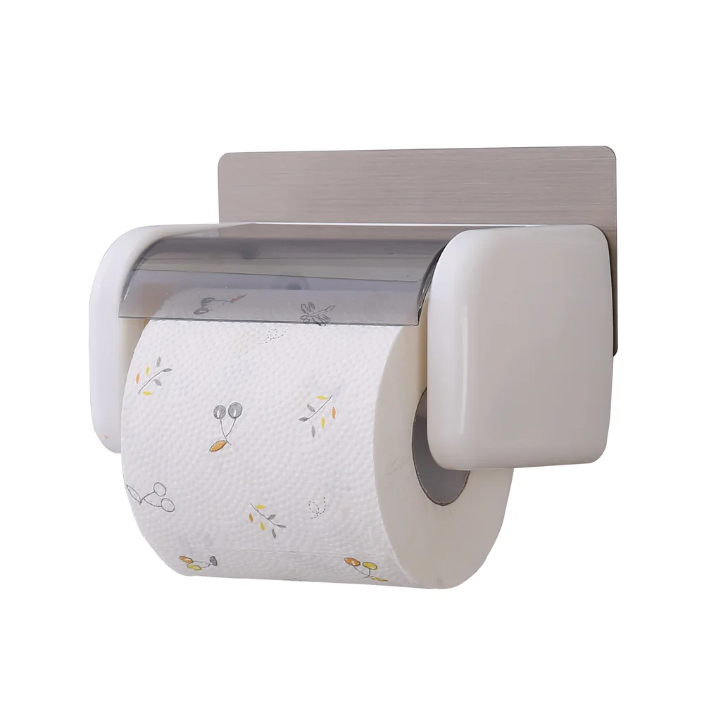 Toilet Paper Holder Adhesive Roll Toilet Paper Dispenser with Phone Shelf Wall Mounted Toilet Tissue Holder