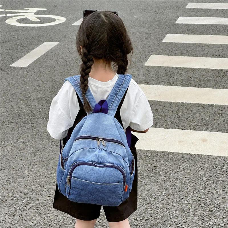BEYOND manufactures unisex washed denim canvas school bags kids backpack for kids teenager boys