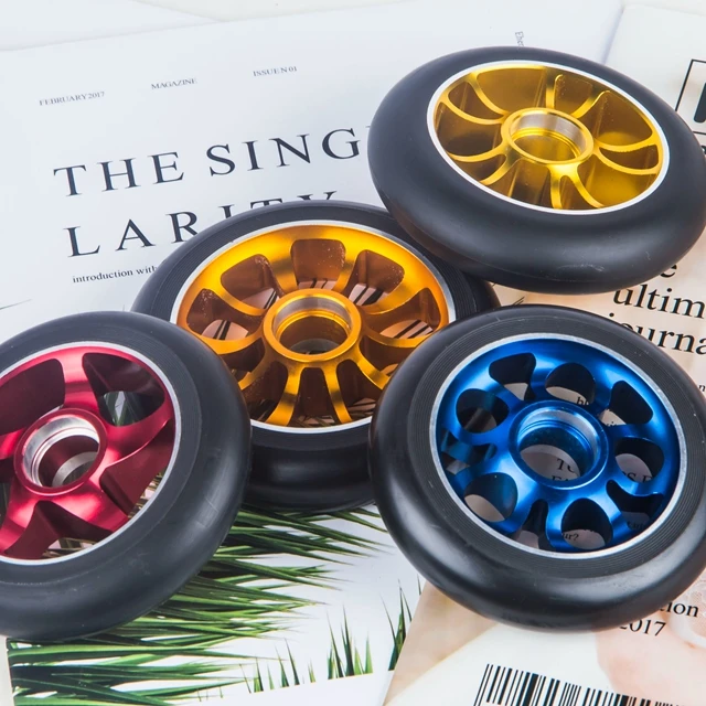 pro stunt scooter metal core wheel 100mm abec 9  bearing neo chrome wheel