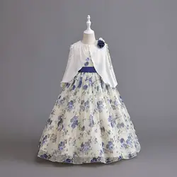 2023, Новое Детское платье, шифоновое платье принцессы с узором в мусульманском стиле, платье для выступлений на пианино, для дня рождения