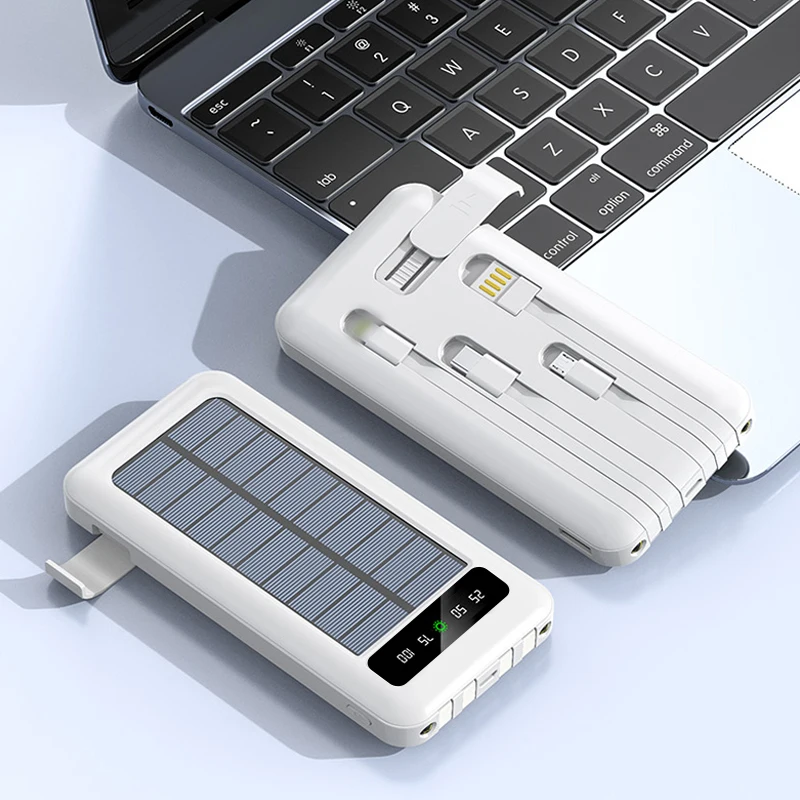 Wireless Charger Waterproof Portable 20000mah 10000mah Large Capacity Fast Charging Solar Power Bank 20000mah