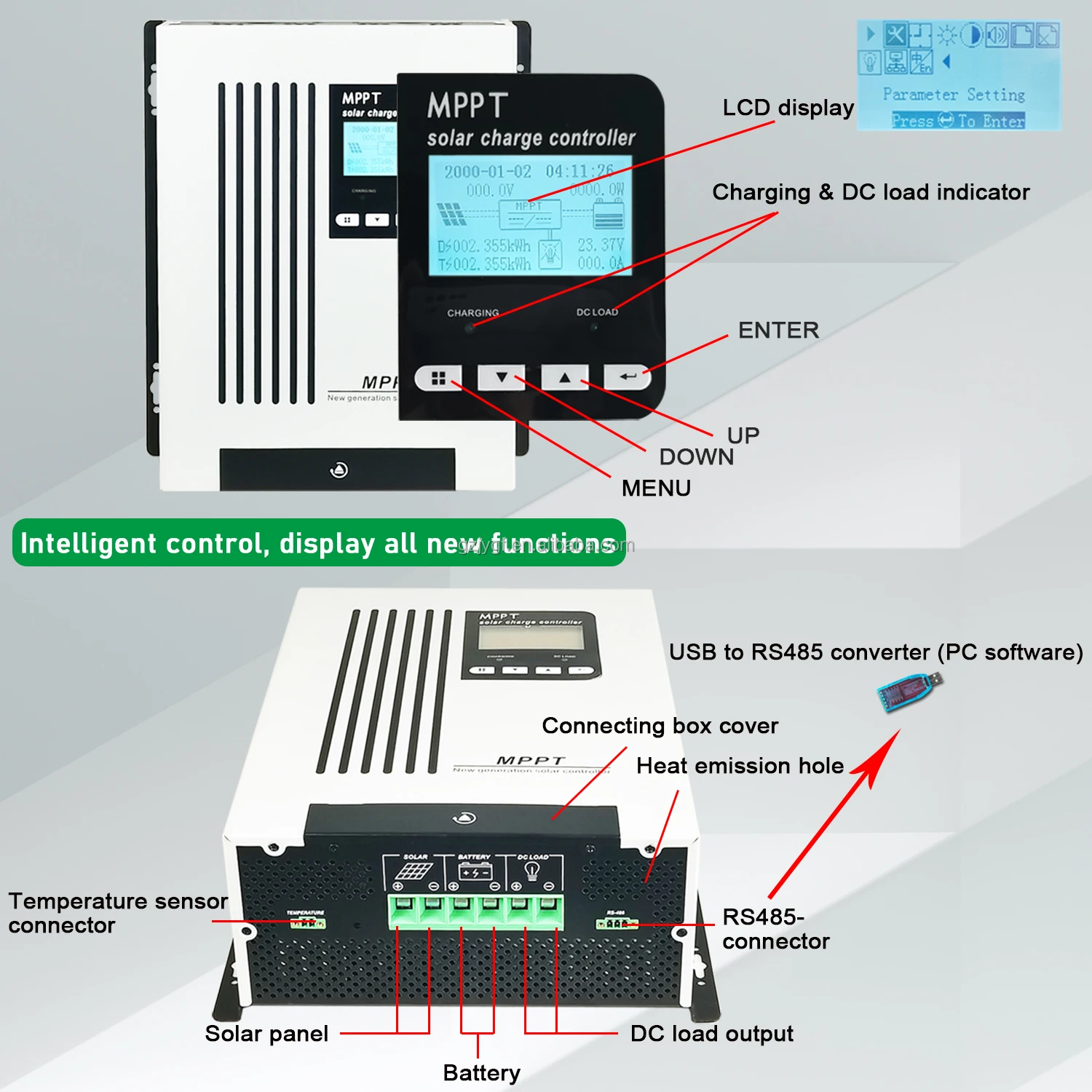 60V Mppt Charge Controller 96v 48v Automatic Identification 50a 60a 70Amp Mppt Solar Charge Controller Regulator