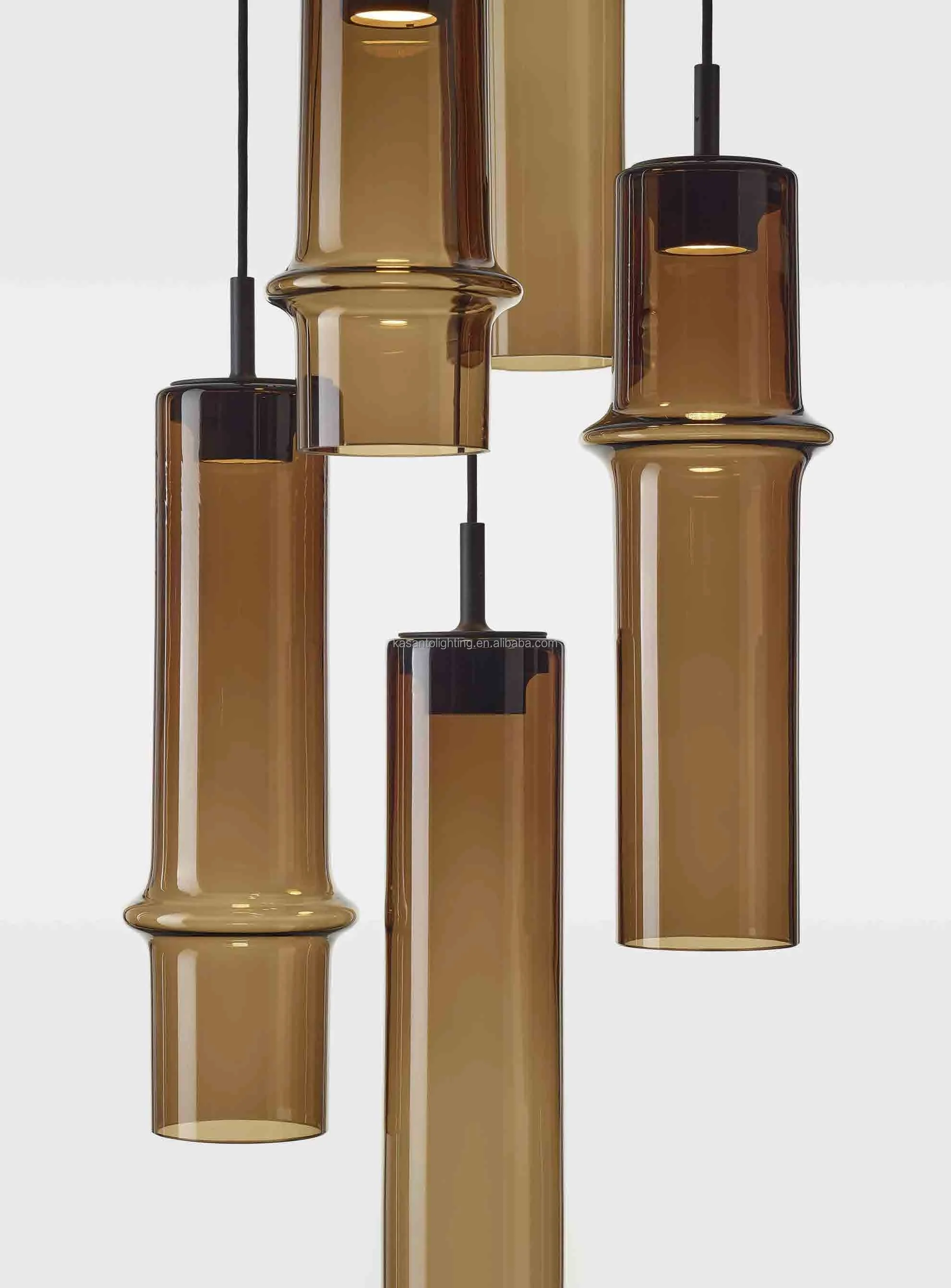 Modern Nordic Design Glass Bamboo Forest Chandelier Iron Hanging Pendant Light Room Hotel Small Size Easy Project Installation