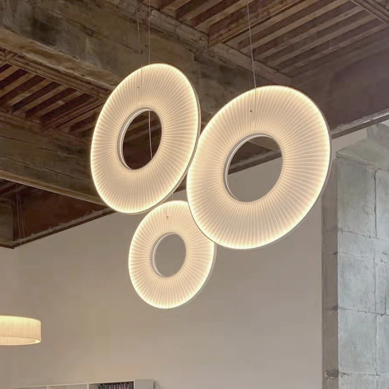 Hitecdad manufacturer OEM ODM Indoor Ferris Wheel Iron + Fabric 80CM 72W Ring Led lighting chandelier modern