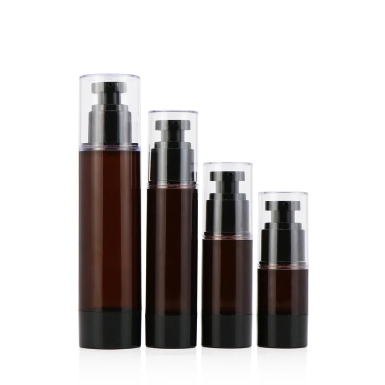 Korean 15ml 30ml 50ml 100 g empty plastic lotion clarence packaging amber pump airless cleanser bottle with lids