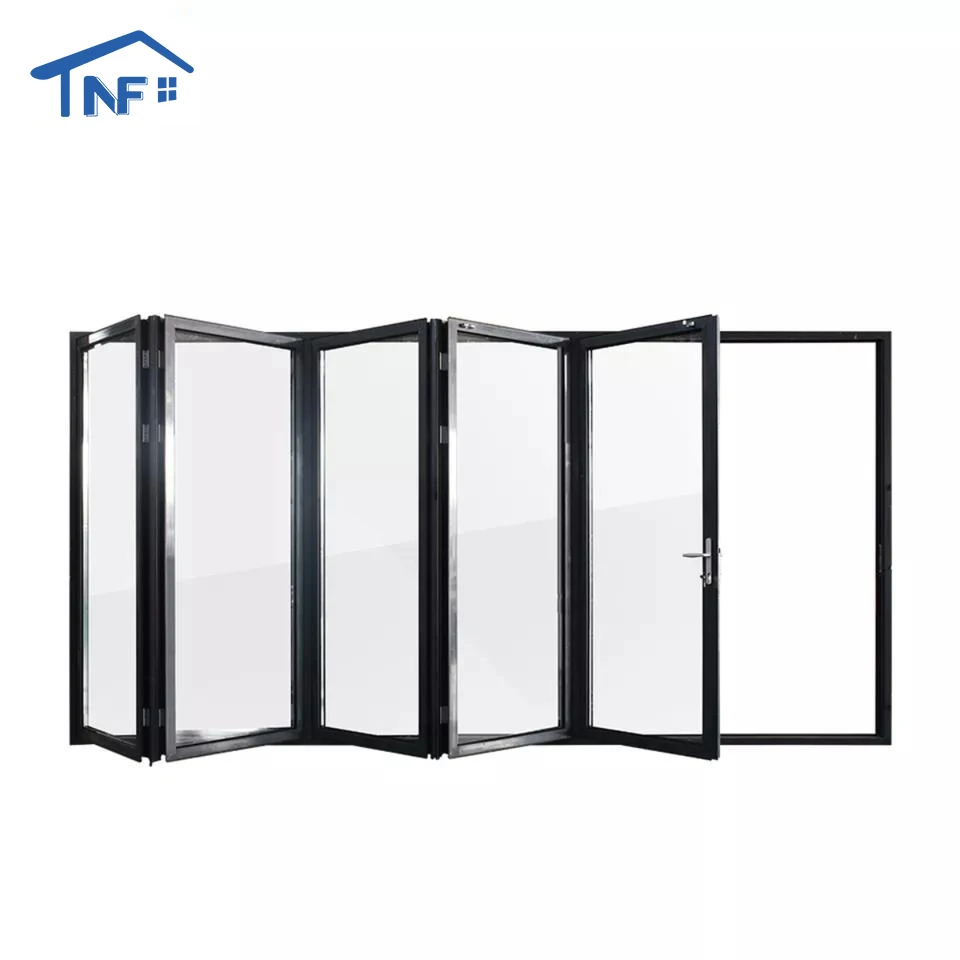 North American Canada Aluminum Frame Five Panels Exterior Sliding Folding Doors Stacking Glass Walls Aluminum Folding Door