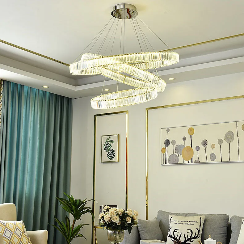 Luxury rotary double modern simple hanging crystal chandelier