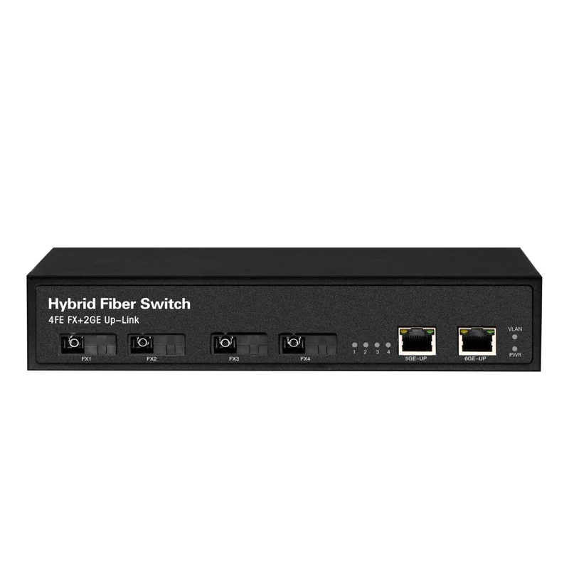 10/100m 2 Rj45 порт 4 оптическими портами Ethernet SC волоконно-оптический аудио-видео конвертер (SF0402-2)