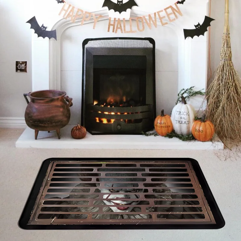 Cross-border Halloween hollowed out clown carpet 3D visual manhole cover household entrance door floor mat wholesale
