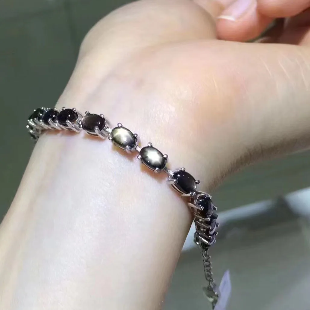 Hot Popular Hot Sell Custom Photo Designer 925 Sterling Silver  Natural Sapphire Bracelet