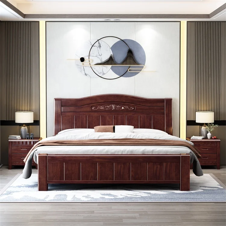 Royal Classic Furniture Italian Home Bedroom Furniture Set Mahogany Wood King Size Bed Set