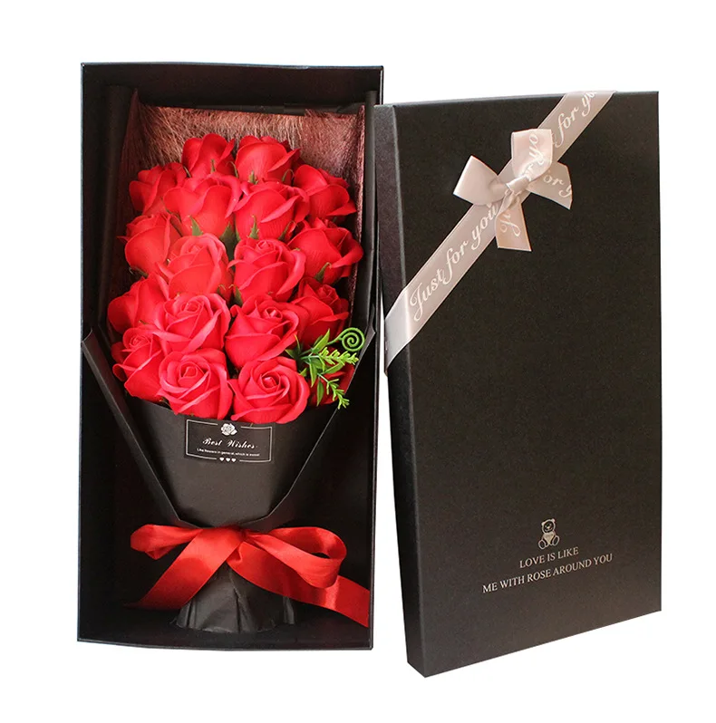 Mothers Day Gift Wholesale Wedding Decoration Artificial Rose Flower Soap Preserve Flowers For Home With Boxes And Card