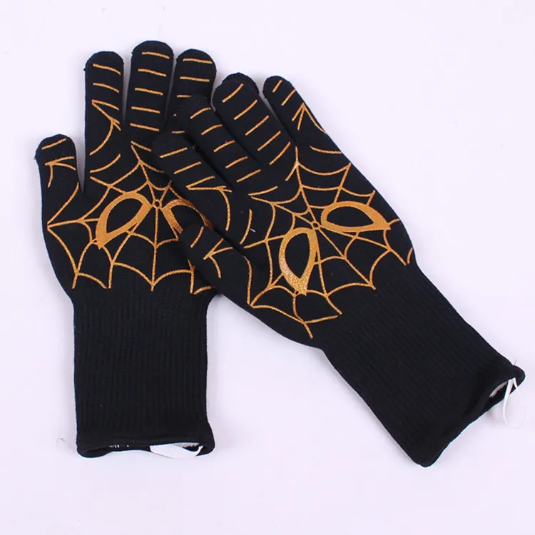 Hot Insulation BBQ Glove High Heat Resistant Silicone Cotton Aramid Kitchen Cooking Gloves