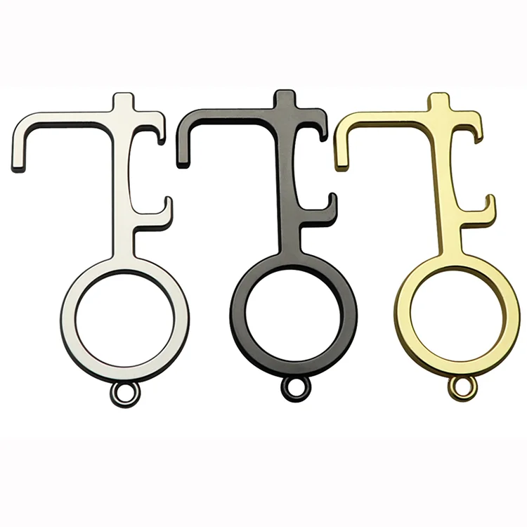 brass keychain door opener hands free no touch door opener keychain